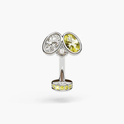 Toi et Moi Lemon Drop Moissanite Belly Ring White Gold