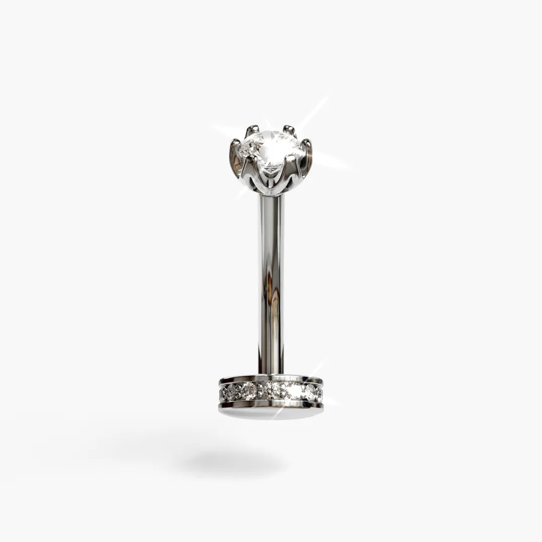 Floating Disk Moissanite Belly Ring White Gold