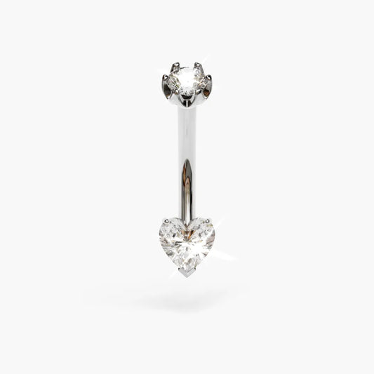 Heart 0.3 ct. Moissanite Belly Ring White Gold