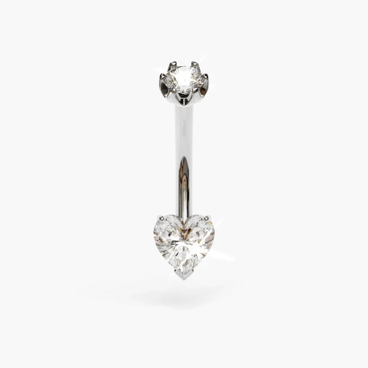 Heart 0.5 ct. Moissanite Belly Ring White Gold