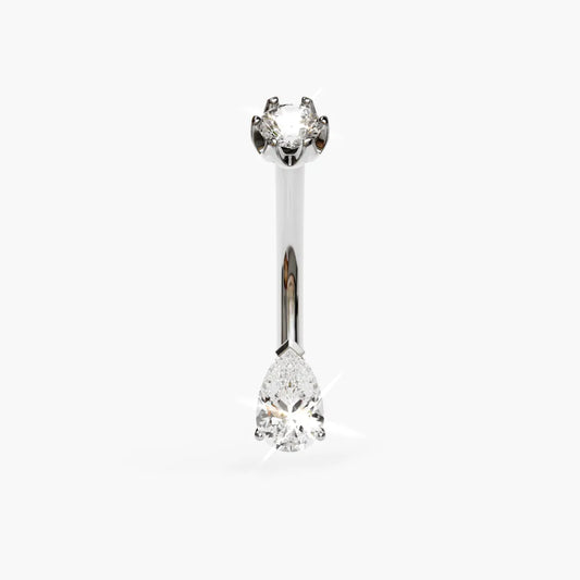 Teardrop 0.5 ct. Moissanite Belly Ring White Gold