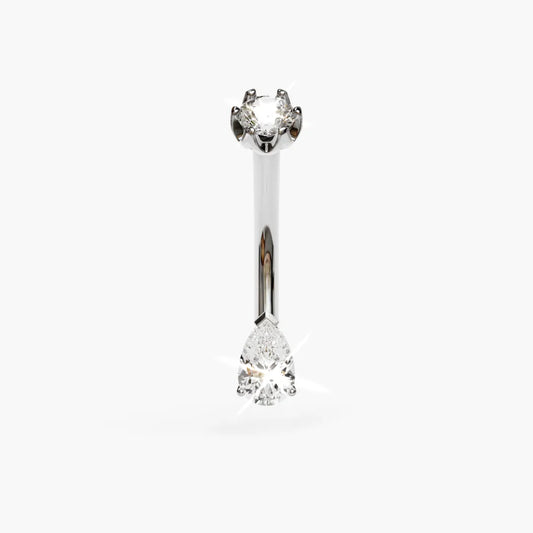 Teardrop 0.3 ct. Moissanite Belly Ring White Gold