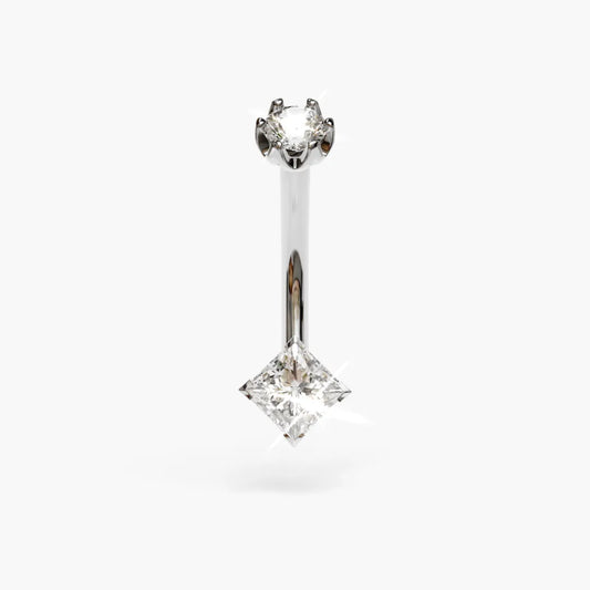 Princess 0.4 ct. Moissanite Belly Ring White Gold