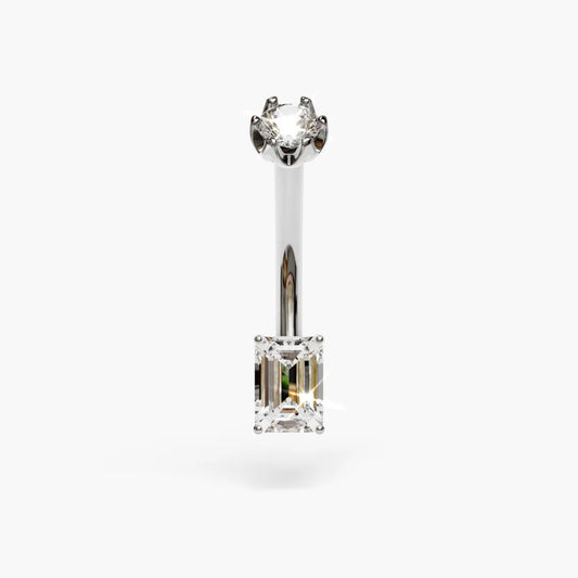 Emerald 0.4 ct. Moissanite Belly Ring White Gold