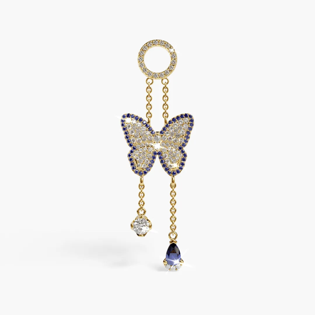 Monarch Butterfly Charm Yellow & Rose Gold