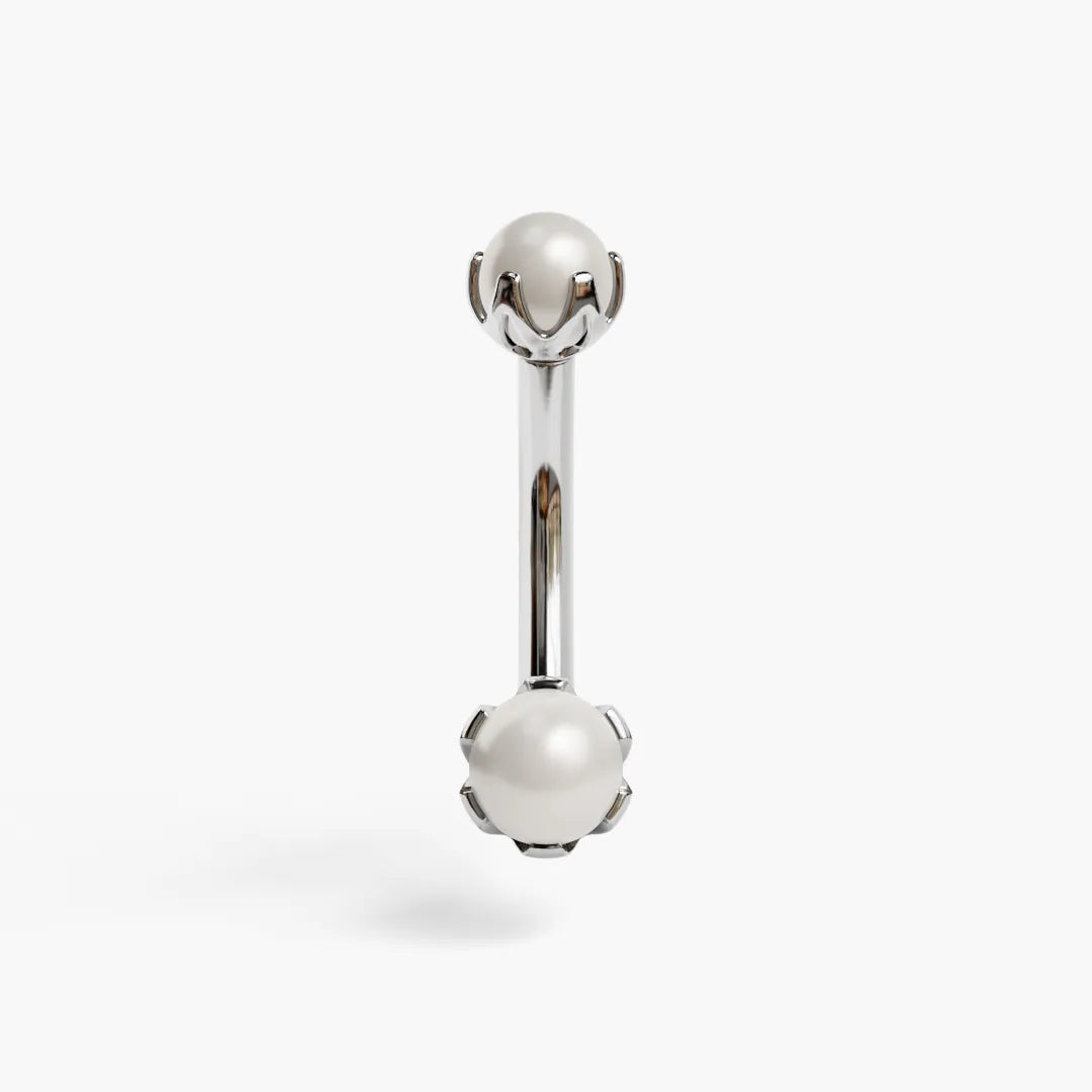 Pearl Orchid Belly Ring White Gold