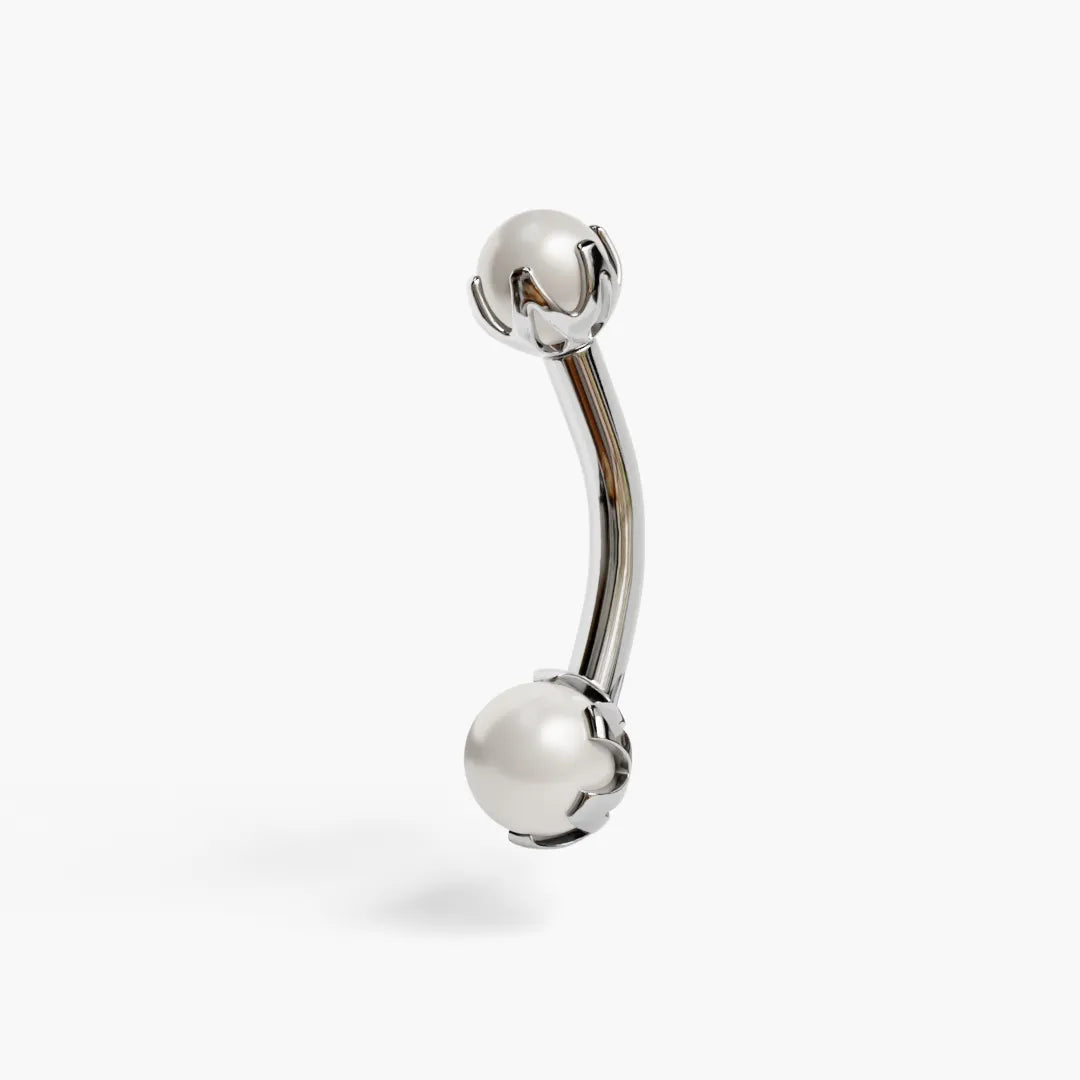 Pearl Orchid Belly Ring White Gold
