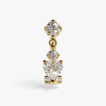 Floating Disk Heart Dangle Moissanite Belly Ring