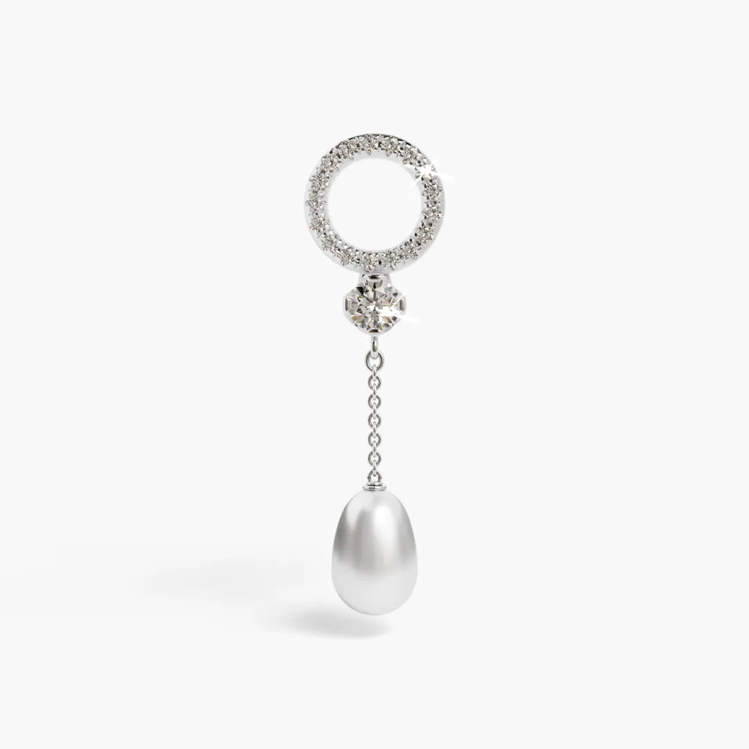 Pearl Drop Charm White Gold
