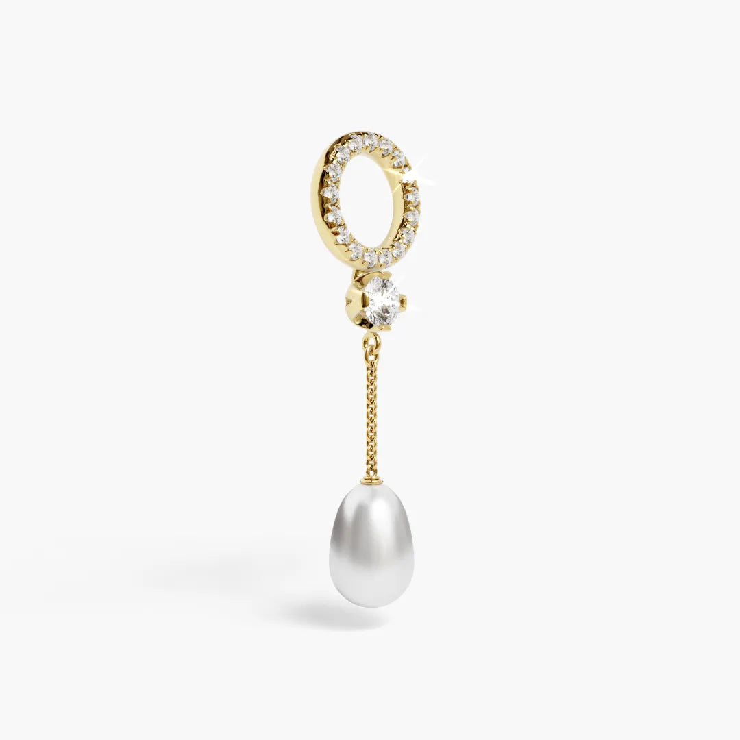 Pearl Drop Charm Yellow & Rose Gold