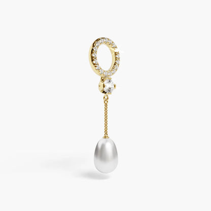 Pearl Drop Charm Yellow & Rose Gold