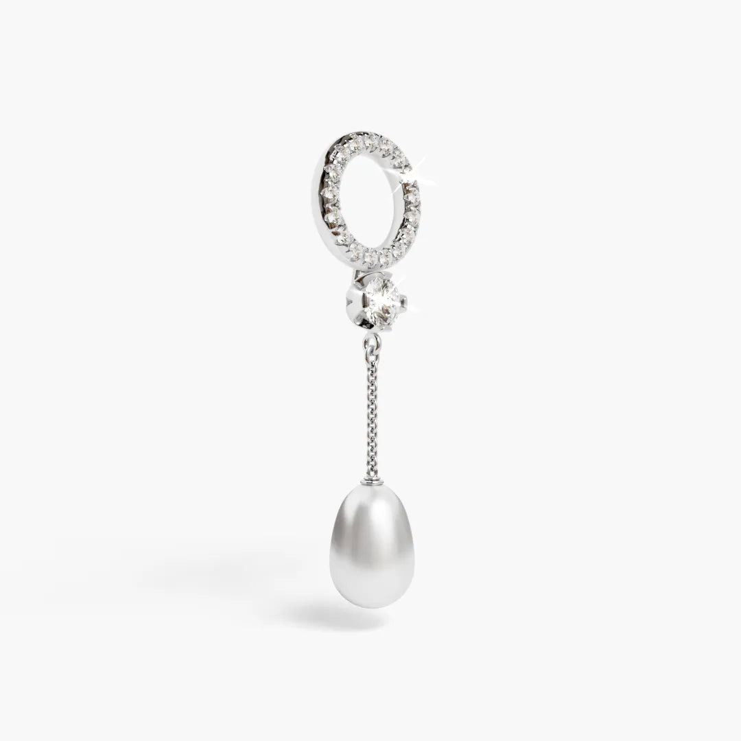 Pearl Drop Charm White Gold