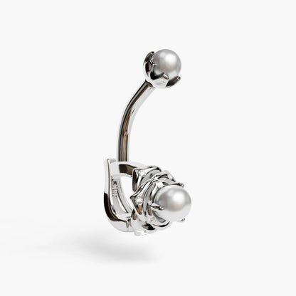 Eternal Rose Dome Belly Ring White Gold
