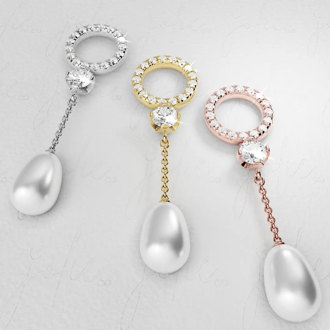 Pearl Drop Charm White Gold