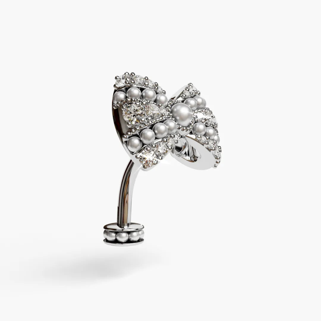 Lover's Bow Belly Ring White Gold