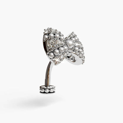 Lover's Bow Belly Ring White Gold