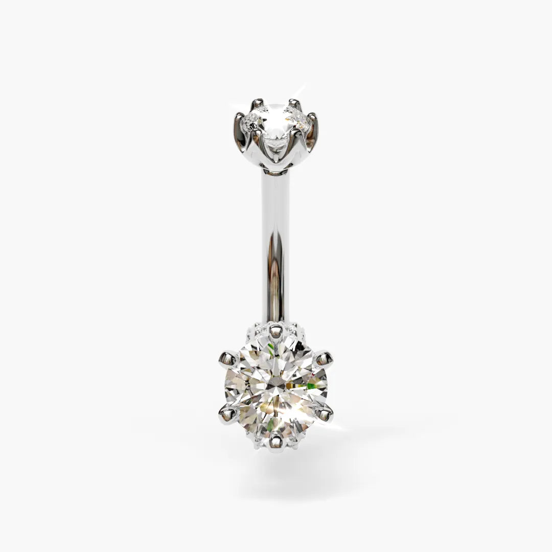 Marry Me Baby Dome Belly Ring White Gold