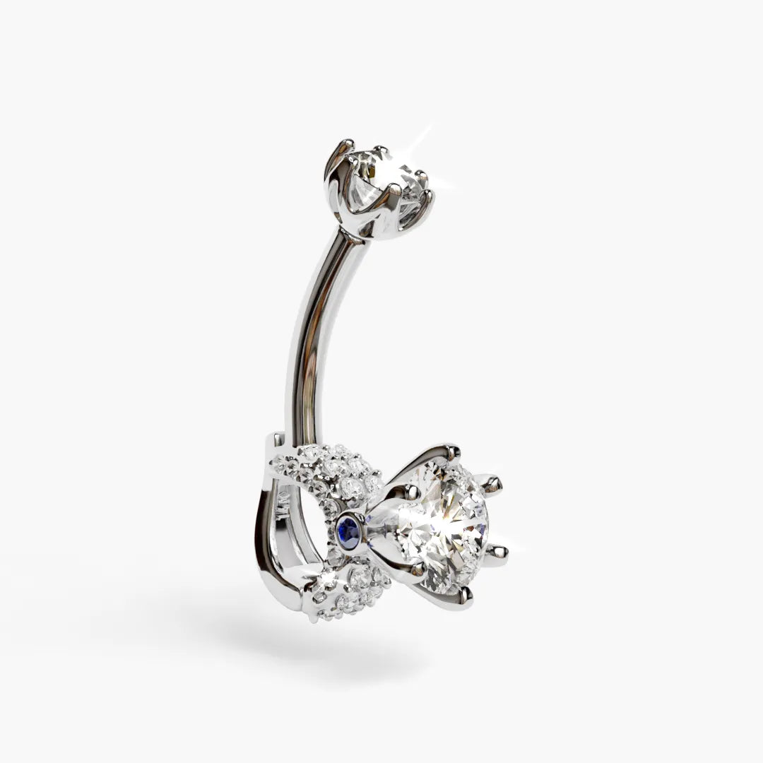 Marry Me Baby Dome Belly Ring White Gold