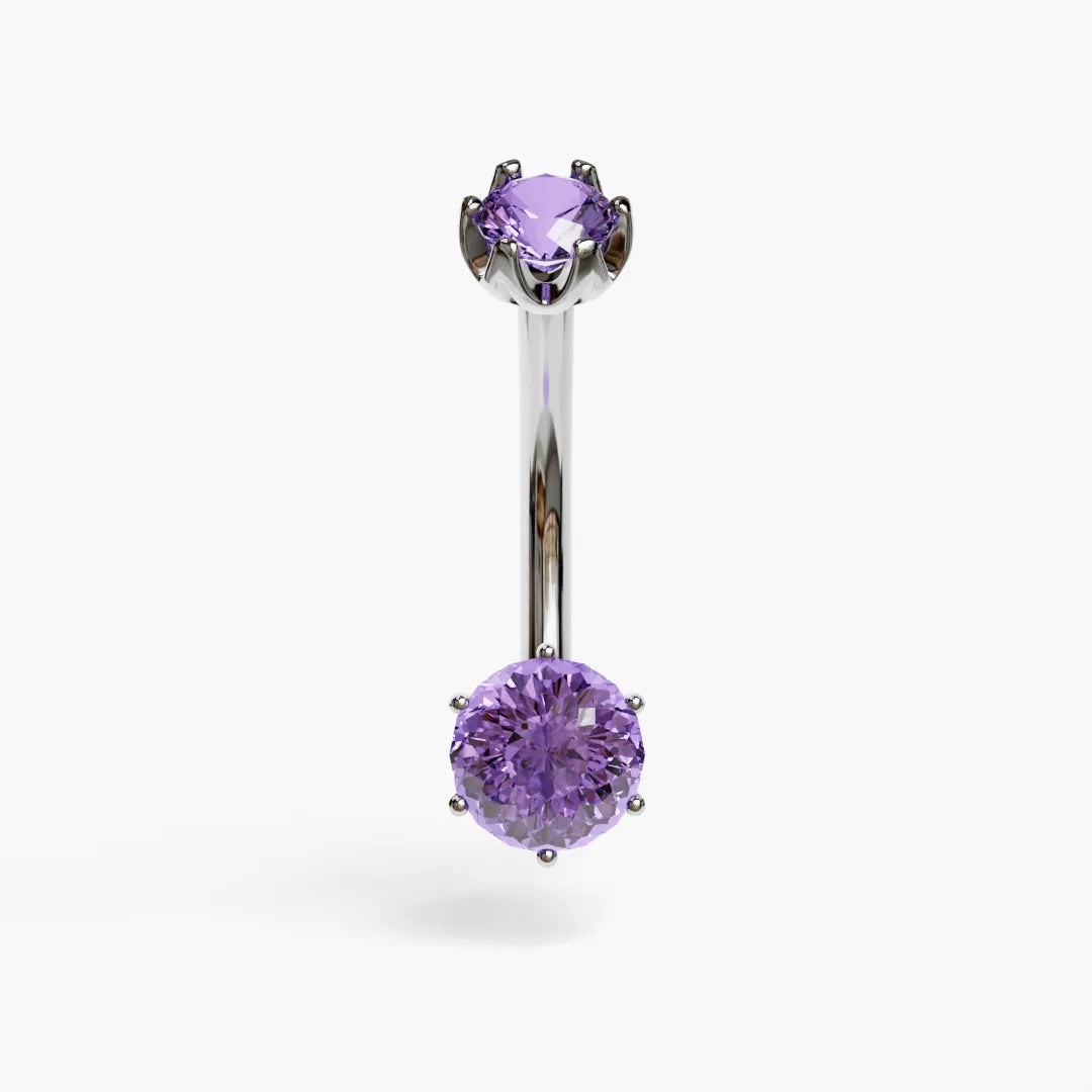 Purple Rain 0.8 ct. Sapphire Belly Ring White Gold