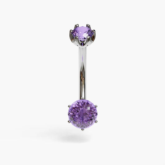 Purple Rain 0.8 ct. Sapphire Belly Ring White Gold