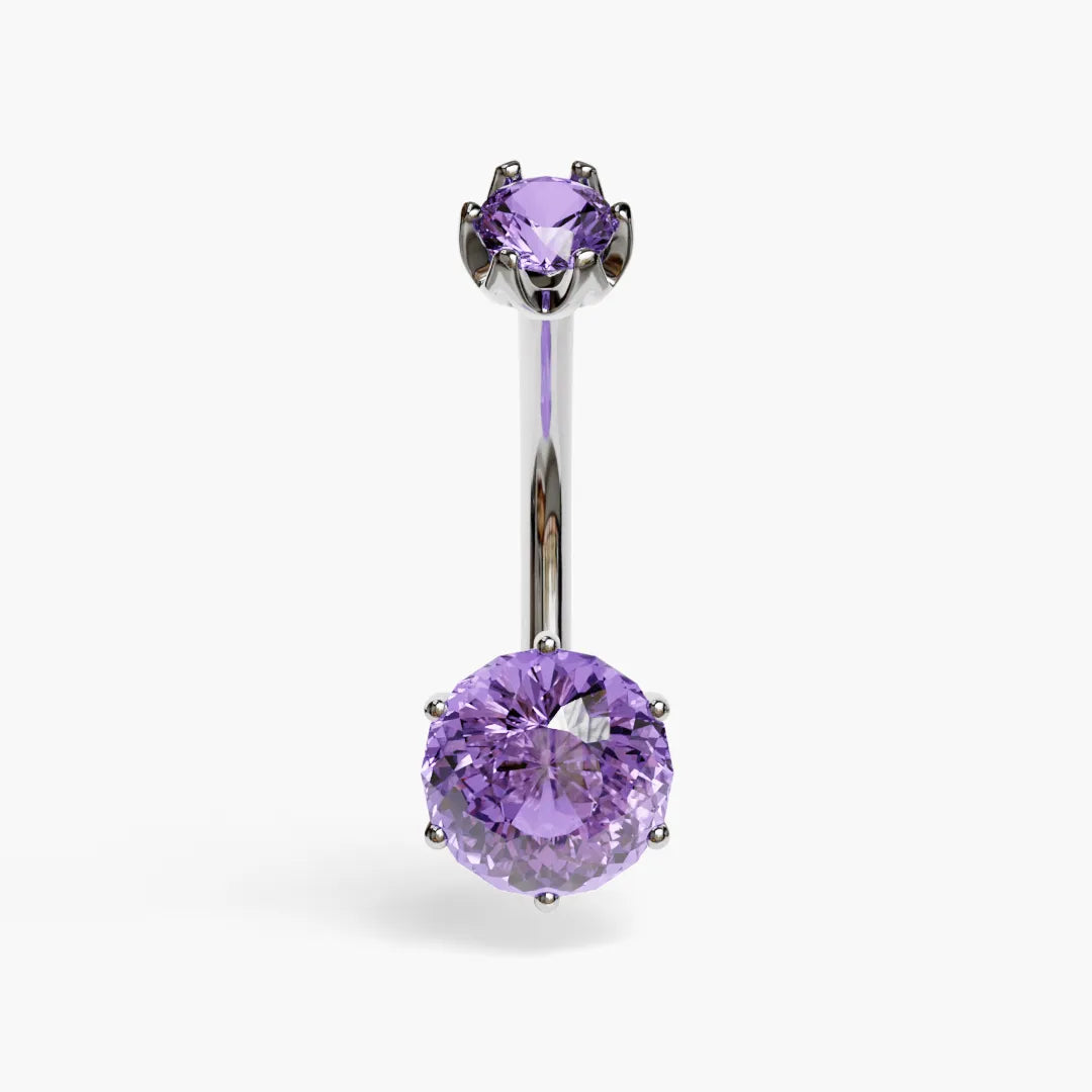 Purple Rain 1.5 ct. Sapphire Belly Ring White Gold