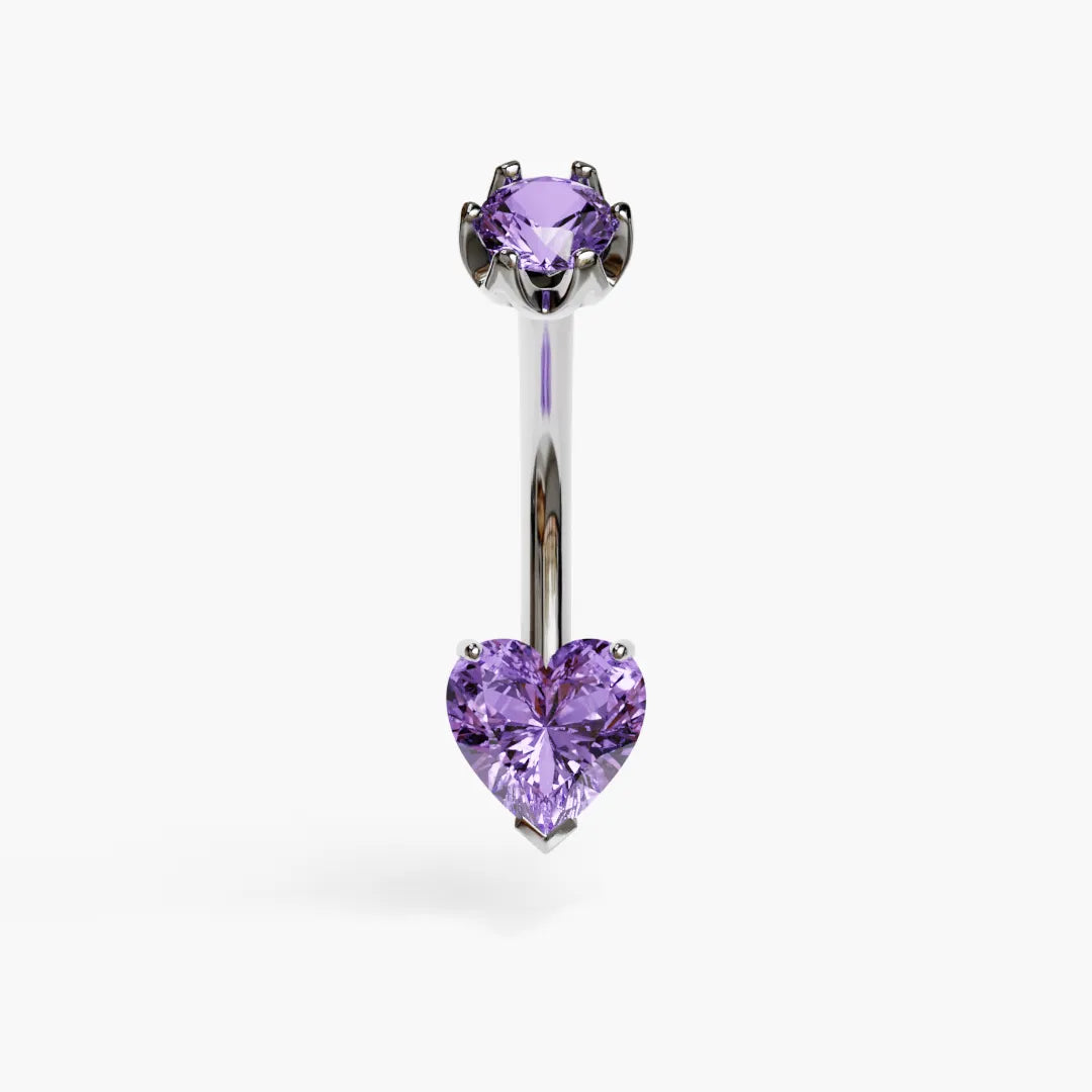 Purple Rain 1.0 ct. Heart Sapphire Belly Ring White Gold