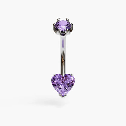 Purple Rain 1.0 ct. Heart Sapphire Belly Ring White Gold