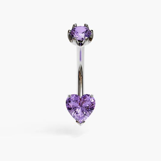 Purple Rain 1.0 ct. Heart Sapphire Belly Ring White Gold