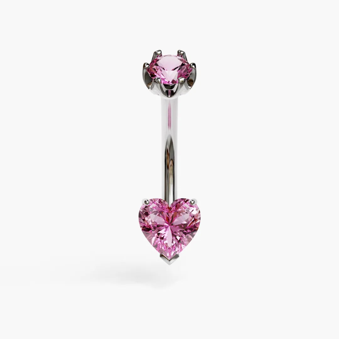 Pink Lady 1.0 ct. Heart Sapphire Belly Ring White Gold