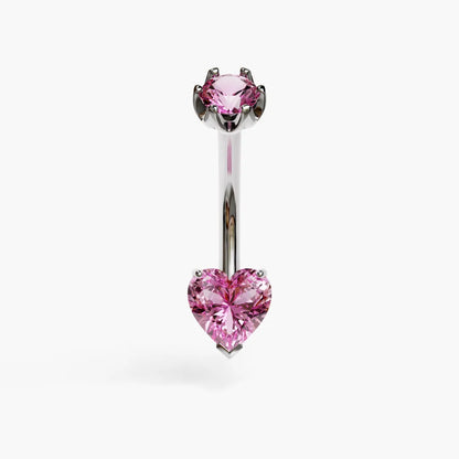 Pink Lady 1.0 ct. Heart Sapphire Belly Ring White Gold