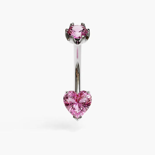 Pink Lady 1.0 ct. Heart Sapphire Belly Ring White Gold