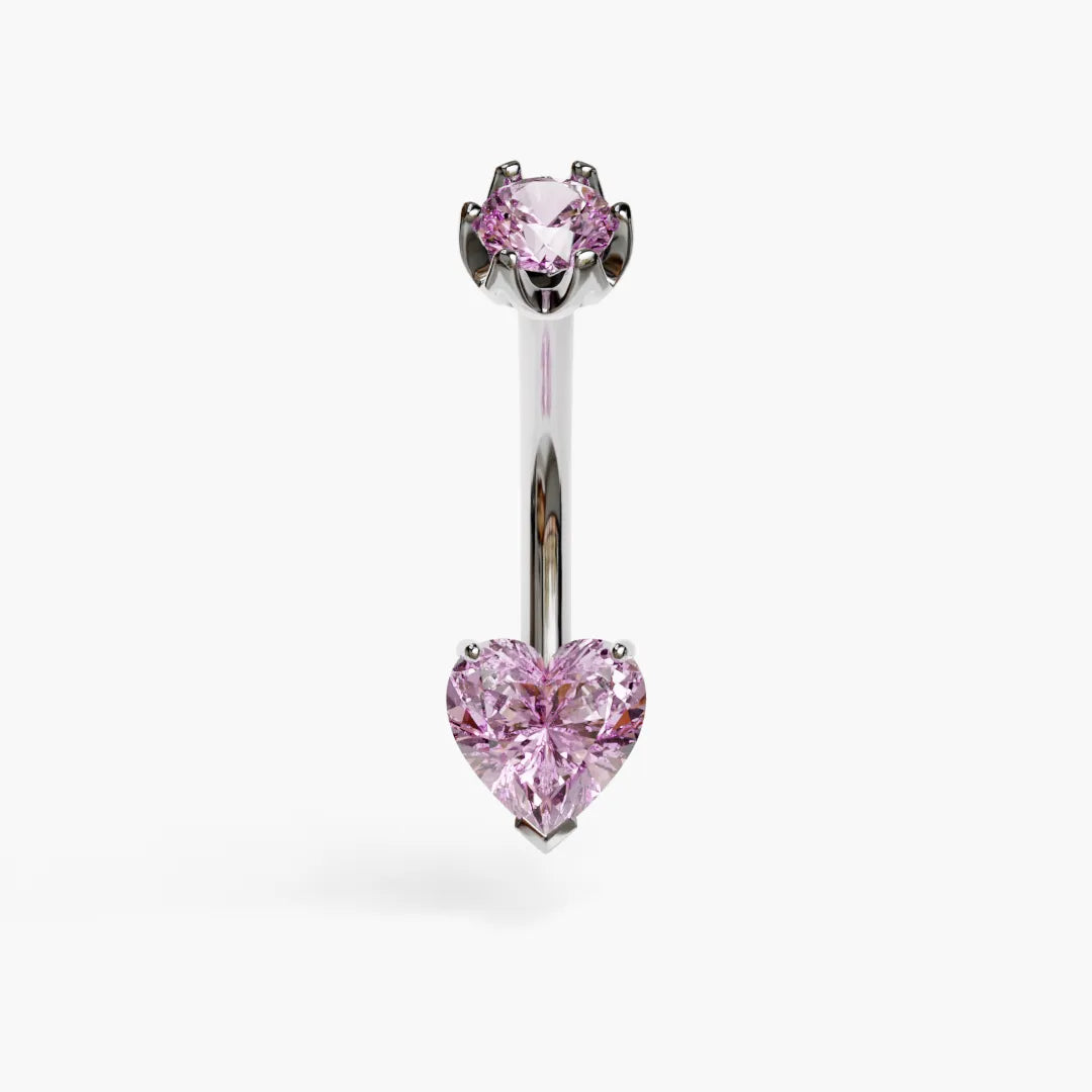 Cosmopolitan 1.0 ct. Heart Sapphire Belly Ring White Gold