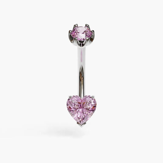 Cosmopolitan 1.0 ct. Heart Sapphire Belly Ring White Gold