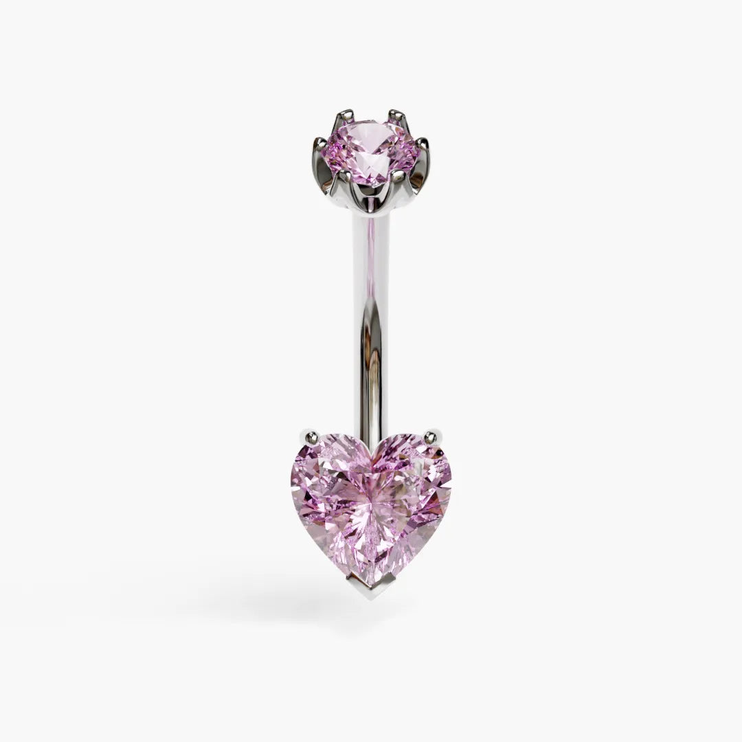 Cosmopolitan 1.5 ct. Heart Sapphire Belly Ring White Gold