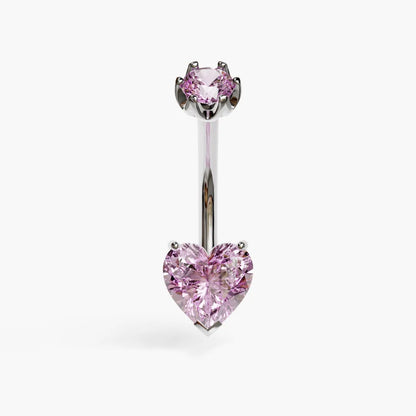 Cosmopolitan 1.5 ct. Heart Sapphire Belly Ring White Gold
