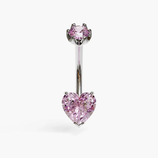 Cosmopolitan 1.5 ct. Heart Sapphire Belly Ring White Gold