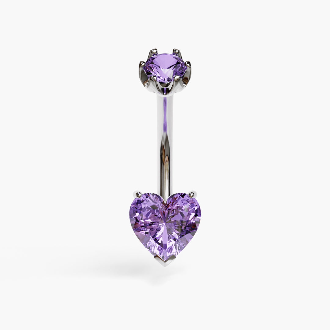 Purple Rain 1.5 ct. Heart Sapphire Belly Ring White Gold