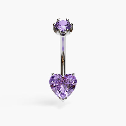 Purple Rain 1.5 ct. Heart Sapphire Belly Ring White Gold