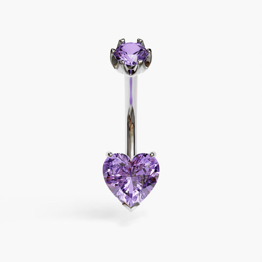 Purple Rain 1.5 ct. Heart Sapphire Belly Ring White Gold