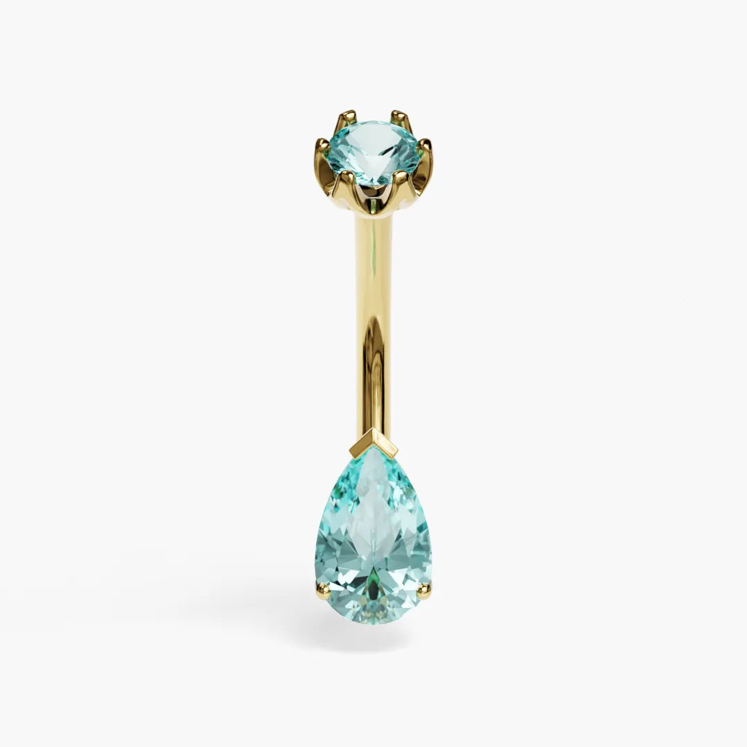 Hypnotic Blue 1.0 ct. Tear Sapphire Belly Ring