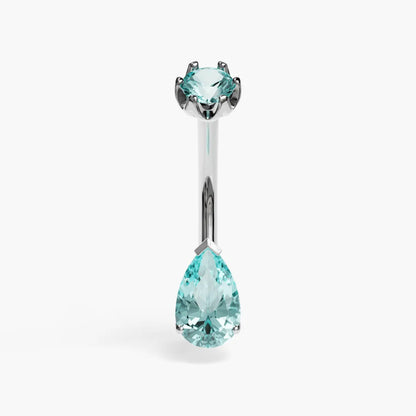 Hypnotic Blue 1.0 ct. Tear Sapphire Belly Ring White Gold