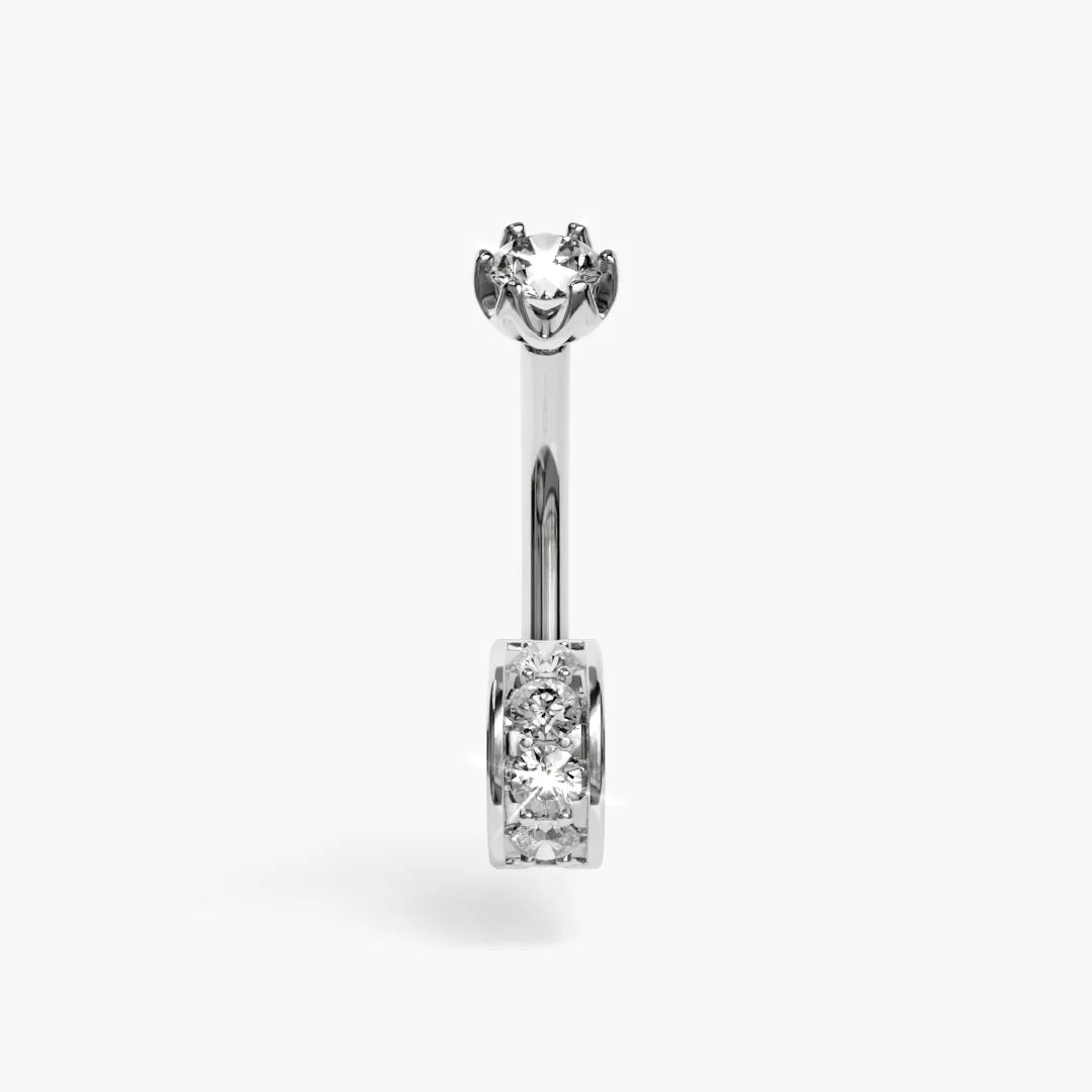 Dome Moissanite Belly Ring White Gold