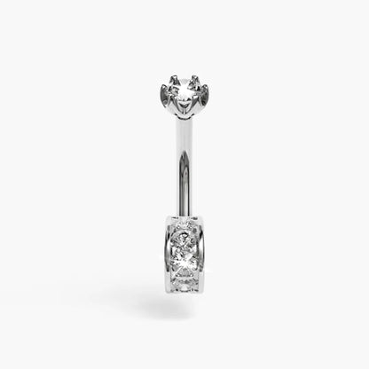 Dome Moissanite Belly Ring White Gold