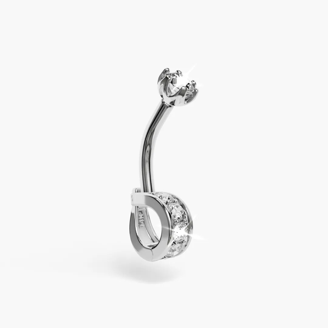Dome Moissanite Belly Ring White Gold