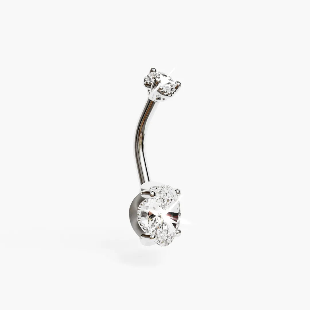 La Femme Oval 1.4 ct. Diamond Belly Ring White Gold