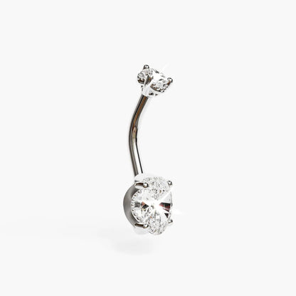 La Femme Oval 1.4 ct. Diamond Belly Ring White Gold