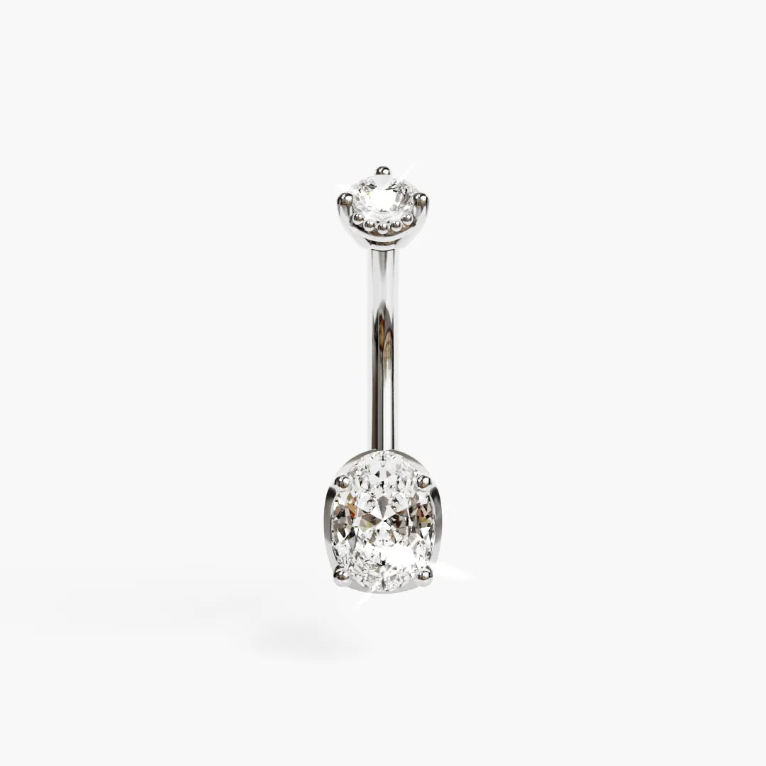 La Femme Oval 0.9 ct. Diamond Belly Ring White Gold