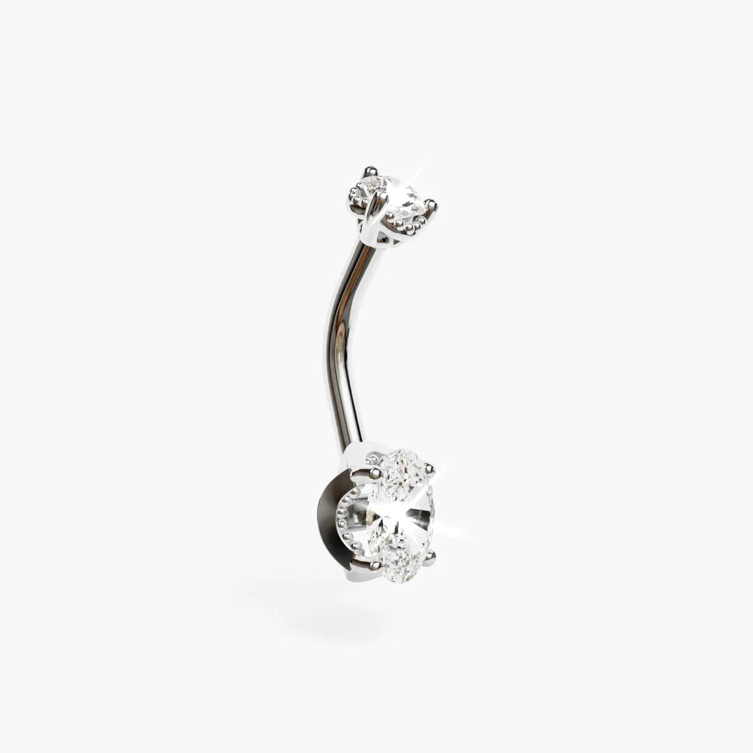 La Femme Oval 0.9 ct. Diamond Belly Ring White Gold