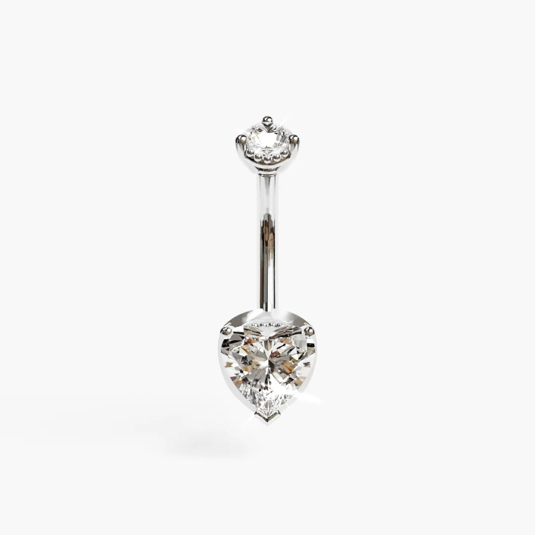 La Femme Heart 1.5 ct. Diamond Belly Ring White Gold