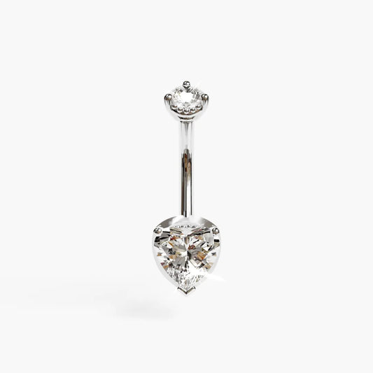 La Femme Heart 1.5 ct. Diamond Belly Ring White Gold